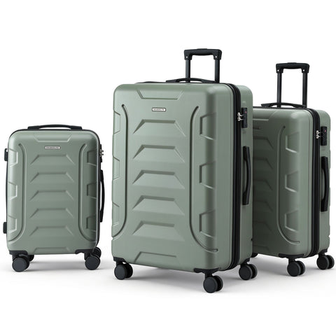 Darrahopens Home & Garden > Travel > Suitcases Wanderlite 3pcs Luggage Suitcase Set Trolley Travel TSA Lightweight Hard Case Grey Green
