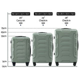 Darrahopens Home & Garden > Travel > Suitcases Wanderlite 3pcs Luggage Suitcase Set Trolley Travel TSA Lightweight Hard Case Grey Green