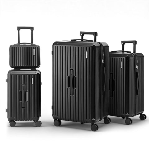 Darrahopens Home & Garden > Travel > Suitcases Wanderlite 4pcs Trunk Luggage Suitcase Set Travel Carry On TSA Lock Black