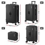 Darrahopens Home & Garden > Travel > Suitcases Wanderlite 4pcs Trunk Luggage Suitcase Set Travel Carry On TSA Lock Black