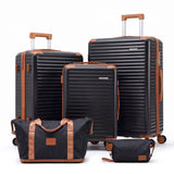 Darrahopens Home & Garden > Travel > Suitcases Wanderlite 5pcs Luggage Suitcase Set Trolley Travel TSA Lightweight Hard Case Black Brown