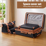 Darrahopens Home & Garden > Travel > Suitcases Wanderlite 5pcs Luggage Suitcase Set Trolley Travel TSA Lightweight Hard Case Black Brown