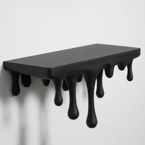 Darrahopens Home & Garden > Wall Art > 3D Wall Art 3D Printed Melting Wall Shelf – Drip-Style Modern Storage Rack, Black