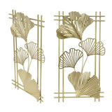 Darrahopens Home & Garden > Wall Art > 3D Wall Art Gold Metal Wall Decor Golden Leaf Wall Hanging Decor Art Sculpture with Frame for Living Room Office Home Hotel In Australia - Darrahopens