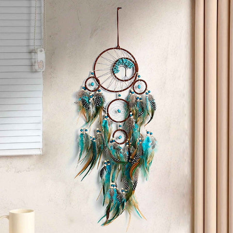 Darrahopens Home & Garden > Wall Art > 3D Wall Art Handmade Dream Catcher with Feathers, Bohemian Wall Hanging Wind Chime Decor