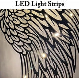 Darrahopens Home & Garden > Wall Art > 3D Wall Art LED Angel Wing Metal Wall Art Wrought Iron Wings Sculpture Fairy Lights