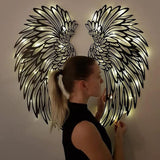 Darrahopens Home & Garden > Wall Art > 3D Wall Art LED Angel Wing Metal Wall Art Wrought Iron Wings Sculpture Fairy Lights