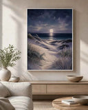 Moonlit Dunes Floating Frame Canvas Wall Art - Portrait - 40W x 50H cm - Natural Birch In Australia - Darrahopens