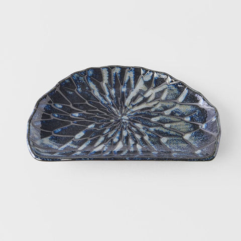 Darrahopens Home & Garden > Wall Art > 3D Wall Art Plate D Shaped 21cm Indigo Blue Design