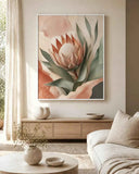 Protea Hush Floating Frame Canvas Wall Art - Portrait - 40W x 50H cm - Natural Birch In Australia - Darrahopens
