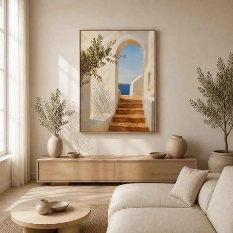 Sunlit Passage Floating Frame Canvas Wall Art - Portrait - 60W x 80H cm - White In Australia - Darrahopens