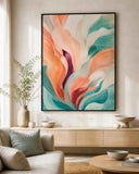 Tidal Bloom Floating Frame Canvas Wall Art - Portrait - 60W x 80H cm - Black In Australia - Darrahopens