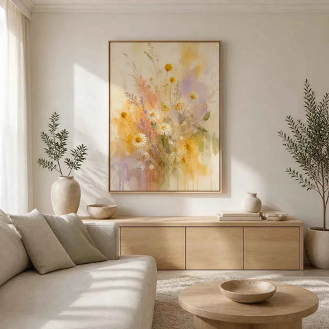 Wildflower Veil Floating Frame Canvas Wall Art - Portrait - 40W x 50H cm - White In Australia - Darrahopens
