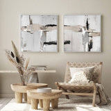 Darrahopens Home & Garden > Wall Art 60cmx60cm Neutral Abstract 2 Sets White Frame Canvas Wall Art