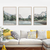 Darrahopens Home & Garden > Wall Art 60cmx90cm Yosemite Valley National Park 3 Sets Wood Frame Canvas Wall Art