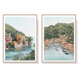 Darrahopens Home & Garden > Wall Art 90cmx135cm Italy Coast 2 Sets Wood Frame Canvas Wall Art
