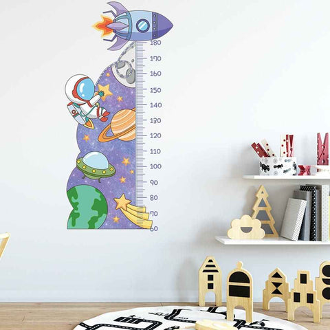 Darrahopens Home & Garden > Wall Art > Posters, Paintings & Prints Cartoon Universe Starry Sky Astronaut Spaceship Rocket Height Sticker Wall Decals