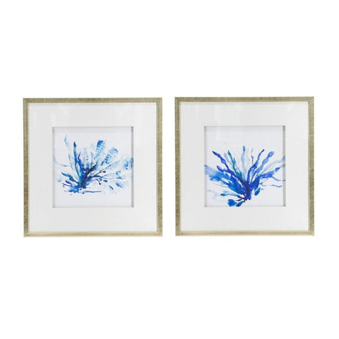 Darrahopens Home & Garden > Wall Art > Posters, Paintings & Prints Set of 2 Blue Coral Framed Wall Art Blue 56cm