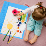 Darrahopens Home & Garden > Wall Art > Posters, Paintings & Prints Silicone Painting Mat with Cup DIY Cultivate Artistic Talent Easy To Wipe Silicone Art Mat for Boys Girls Art Supplies Blue In Australia - Darrahopens