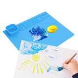 Darrahopens Home & Garden > Wall Art > Posters, Paintings & Prints Silicone Painting Mat with Cup DIY Cultivate Artistic Talent Easy To Wipe Silicone Art Mat for Boys Girls Art Supplies Blue In Australia - Darrahopens
