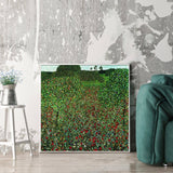Darrahopens Home & Garden > Wall Art Wall Art 90cmx90cm Field of Poppies by Gustav Klimt White Frame Canvas