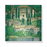 Darrahopens Home & Garden > Wall Art Wall Art 90cmx90cm Kirche In Cassone by Gustav Klimt White Frame Canvas