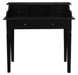 Darrahopens Home & Garden Winston 6 Drawer Solid Timber Writing Desk (Black)