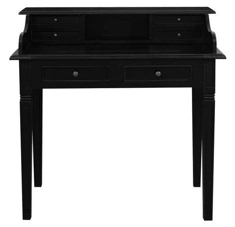 Darrahopens Home & Garden Winston 6 Drawer Solid Timber Writing Desk (Black)