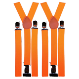 Darrahopens Men's Fashion > Accessories 2x Mens Suspenders Braces Adjustable Strong Clip On Elastic Formal Wedding Slim - Fluro Orange