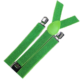 Darrahopens Men's Fashion > Accessories 2x Mens Suspenders Braces Adjustable Strong Clip On Elastic Formal Wedding Slim - Green (Glitter)