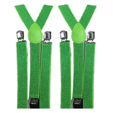 Darrahopens Men's Fashion > Accessories 2x Mens Suspenders Braces Adjustable Strong Clip On Elastic Formal Wedding Slim - Green (Glitter)