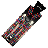 Darrahopens Men's Fashion > Accessories 2x Mens Suspenders Braces Adjustable Strong Clip On Elastic Formal Wedding Slim - Tartan 2