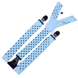 Darrahopens Men's Fashion > Accessories 2x Mens Suspenders Braces Adjustable Strong Clip On Elastic Formal Wedding Slim - White with Black Polka Dot