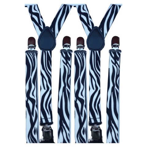 Darrahopens Men's Fashion > Accessories 2x Mens Suspenders Braces Adjustable Strong Clip On Elastic Formal Wedding Slim - Zebra