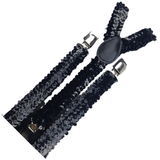 Darrahopens Men's Fashion > Accessories 3x Mens Suspenders Braces Adjustable Strong Clip On Elastic Formal Wedding Slim - Black (Sequin)