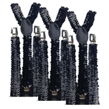 Darrahopens Men's Fashion > Accessories 3x Mens Suspenders Braces Adjustable Strong Clip On Elastic Formal Wedding Slim - Black (Sequin)
