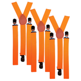 Darrahopens Men's Fashion > Accessories 3x Mens Suspenders Braces Adjustable Strong Clip On Elastic Formal Wedding Slim - Fluro Orange