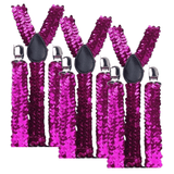 Darrahopens Men's Fashion > Accessories 3x Mens Suspenders Braces Adjustable Strong Clip On Elastic Formal Wedding Slim - Hot Pink (Sequin)