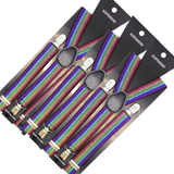Darrahopens Men's Fashion > Accessories 3x Mens Suspenders Braces Adjustable Strong Clip On Elastic Formal Wedding Slim - Rainbow (Glitter)