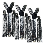 Darrahopens Men's Fashion > Accessories 3x Mens Suspenders Braces Adjustable Strong Clip On Elastic Formal Wedding Slim - Silver (Sequin)
