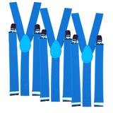 Darrahopens Men's Fashion > Accessories 3x Mens Suspenders Braces Adjustable Strong Clip On Elastic Formal Wedding Slim - Sky Blue