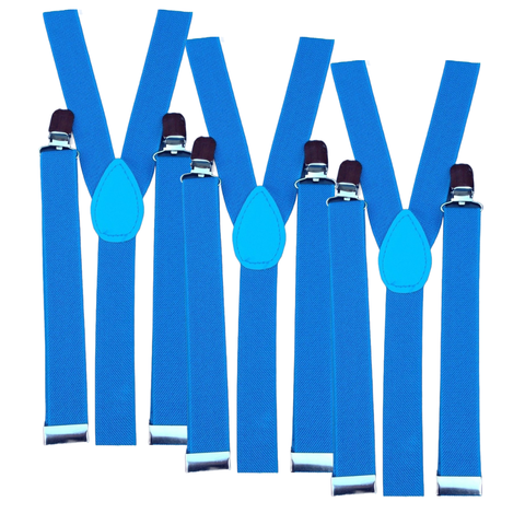 Darrahopens Men's Fashion > Accessories 3x Mens Suspenders Braces Adjustable Strong Clip On Elastic Formal Wedding Slim - Sky Blue