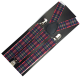 Darrahopens Men's Fashion > Accessories 3x Mens Suspenders Braces Adjustable Strong Clip On Elastic Formal Wedding Slim - Tartan 2