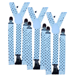 Darrahopens Men's Fashion > Accessories 3x Mens Suspenders Braces Adjustable Strong Clip On Elastic Formal Wedding Slim - White with Black Polka Dot