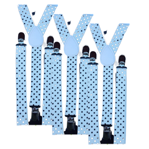 Darrahopens Men's Fashion > Accessories 3x Mens Suspenders Braces Adjustable Strong Clip On Elastic Formal Wedding Slim - White with Black Polka Dot