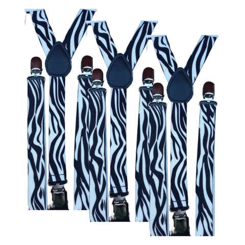 Darrahopens Men's Fashion > Accessories 3x Mens Suspenders Braces Adjustable Strong Clip On Elastic Formal Wedding Slim - Zebra