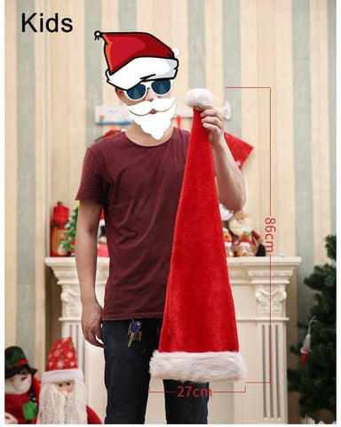 Darrahopens Men's Fashion > Accessories Christmas Unisex Adults Kids Novelty Hat Xmas Party Cap Santa Costume Dress Up, Long Santa Hat (Kids)