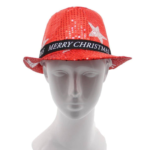 Darrahopens Men's Fashion > Accessories Christmas Unisex Adults Kids Novelty Hat Xmas Party Cap Santa Costume Dress Up, Sequin Fedora