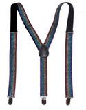 Darrahopens Men's Fashion > Accessories GLITTER SPARKLE SUSPENDERS Braces Clipon Elastic Y-Back Slim Adjustable  - Rainbow (Glitter)
