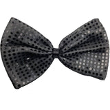Darrahopens Men's Fashion > Accessories LARGE BOW TIE Sequin Polka Dots Bowtie Big King Size Party  Costume - Grey (with black polka dots)